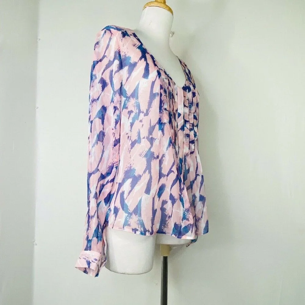 Anthropologie Maeve Silk Ruffled Pleated Blouse 6 - Picture 4 of 7